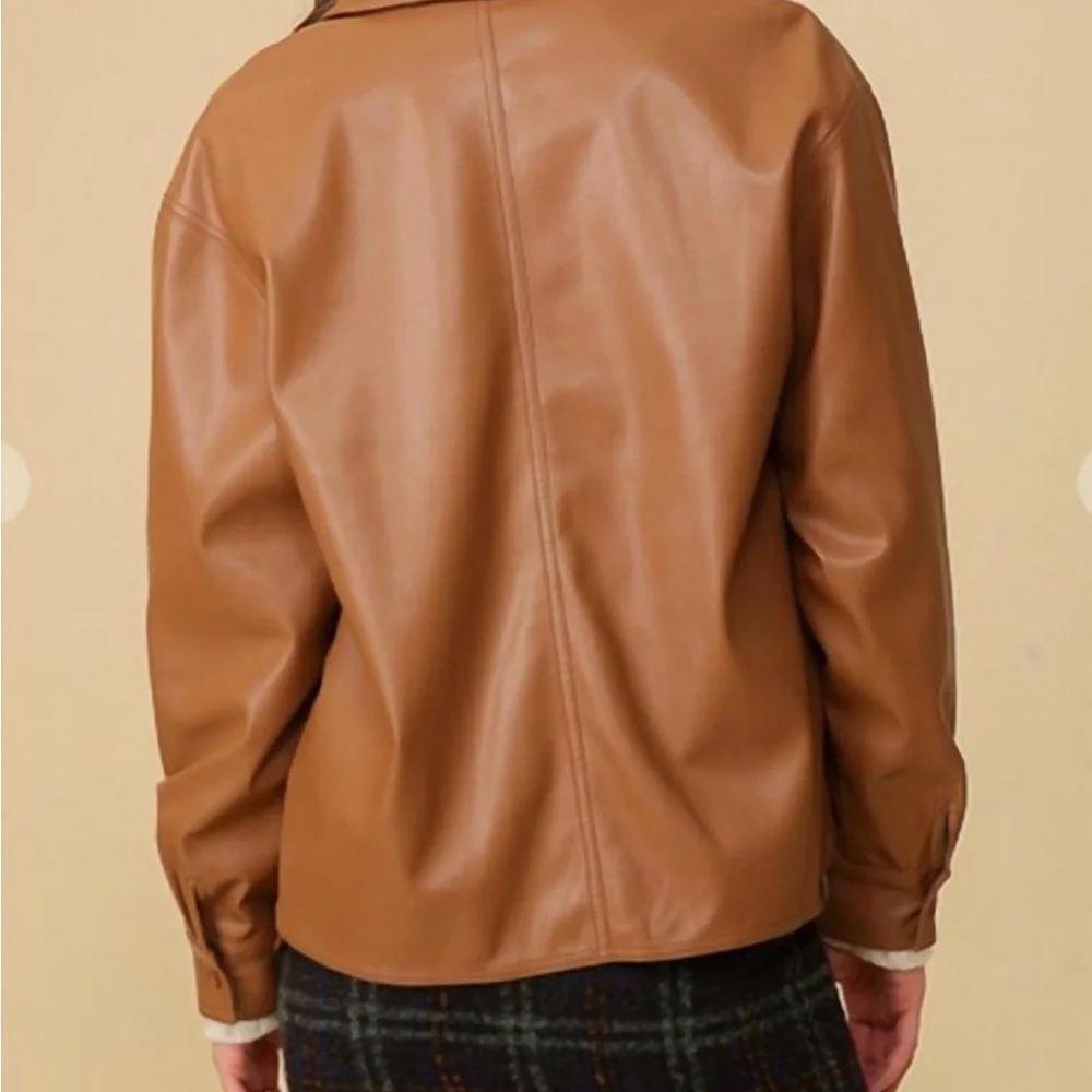 Lumiere Tan Faux Leather Women's Jacket - Picture 2 of 5